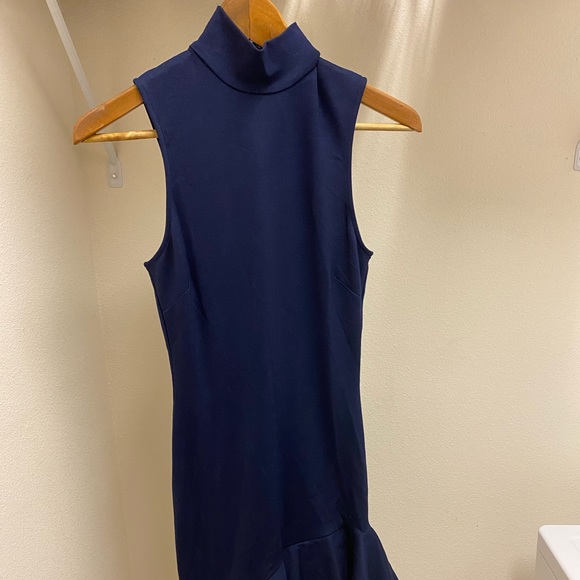 Torn by Ronny Kobo Blue Asymetrical Ruffle Turtleneck Dress - Picture 2 of 6